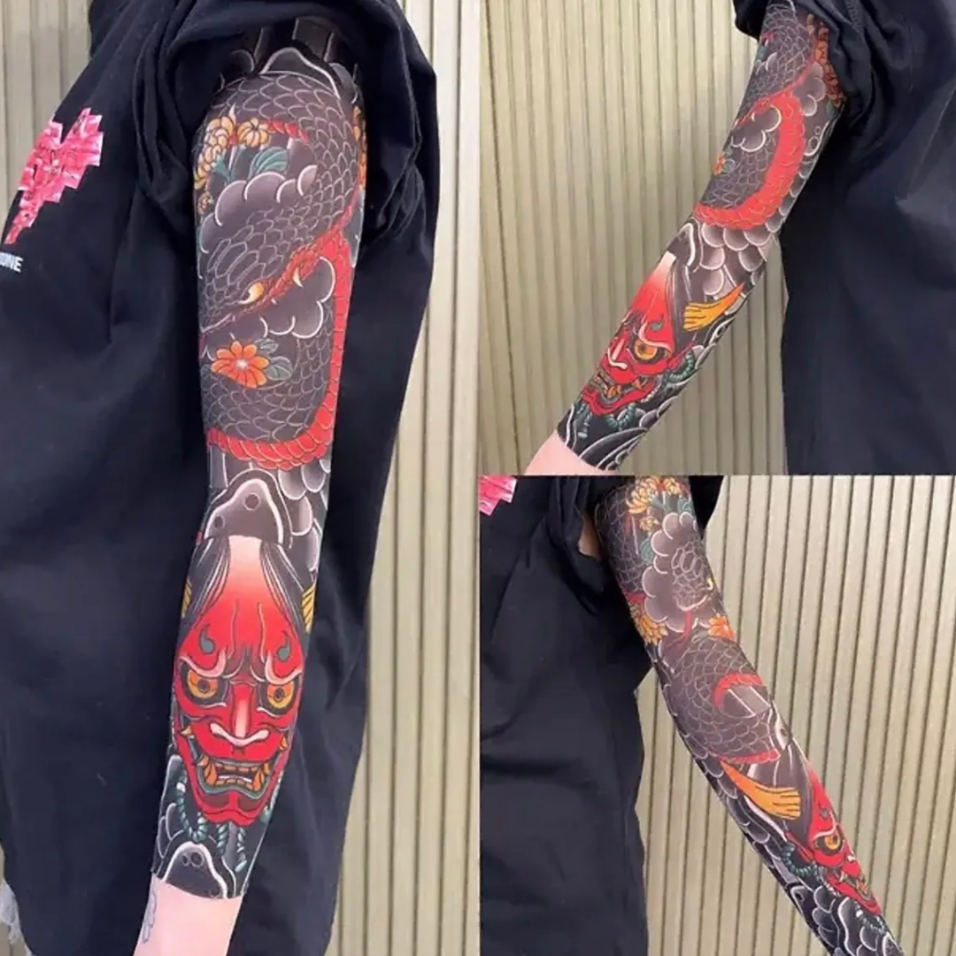 Unisex Sun Protection & Tattoo-Print Cooling Sleeves — Ultra-Thin, Seamless