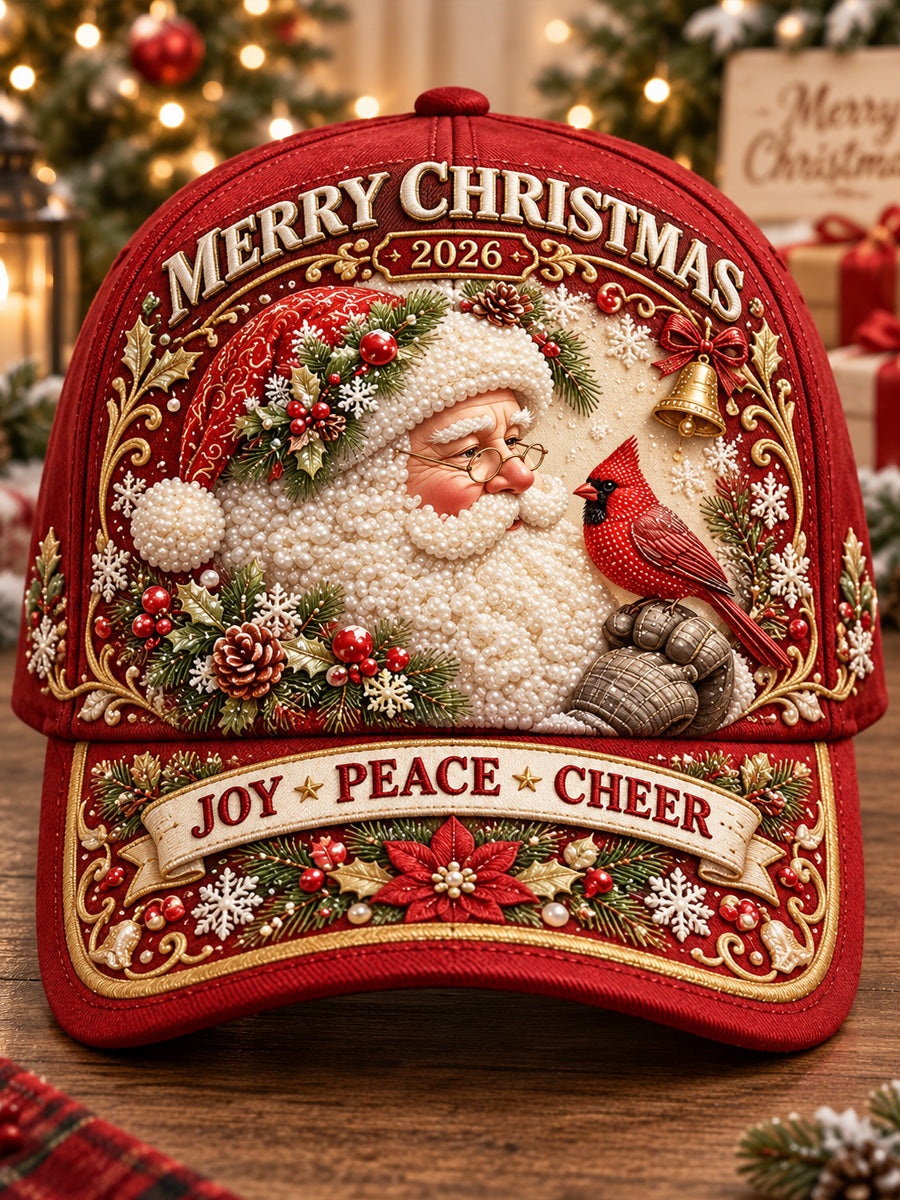 🔥Hot Sale - 50% OFF🔥🎄Christmas Santa Vintage Art Pearl Baseball Cap