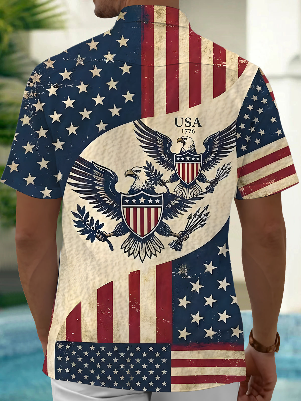 Independence Day Eagle Men's Short Sleeve Pocket Shirts