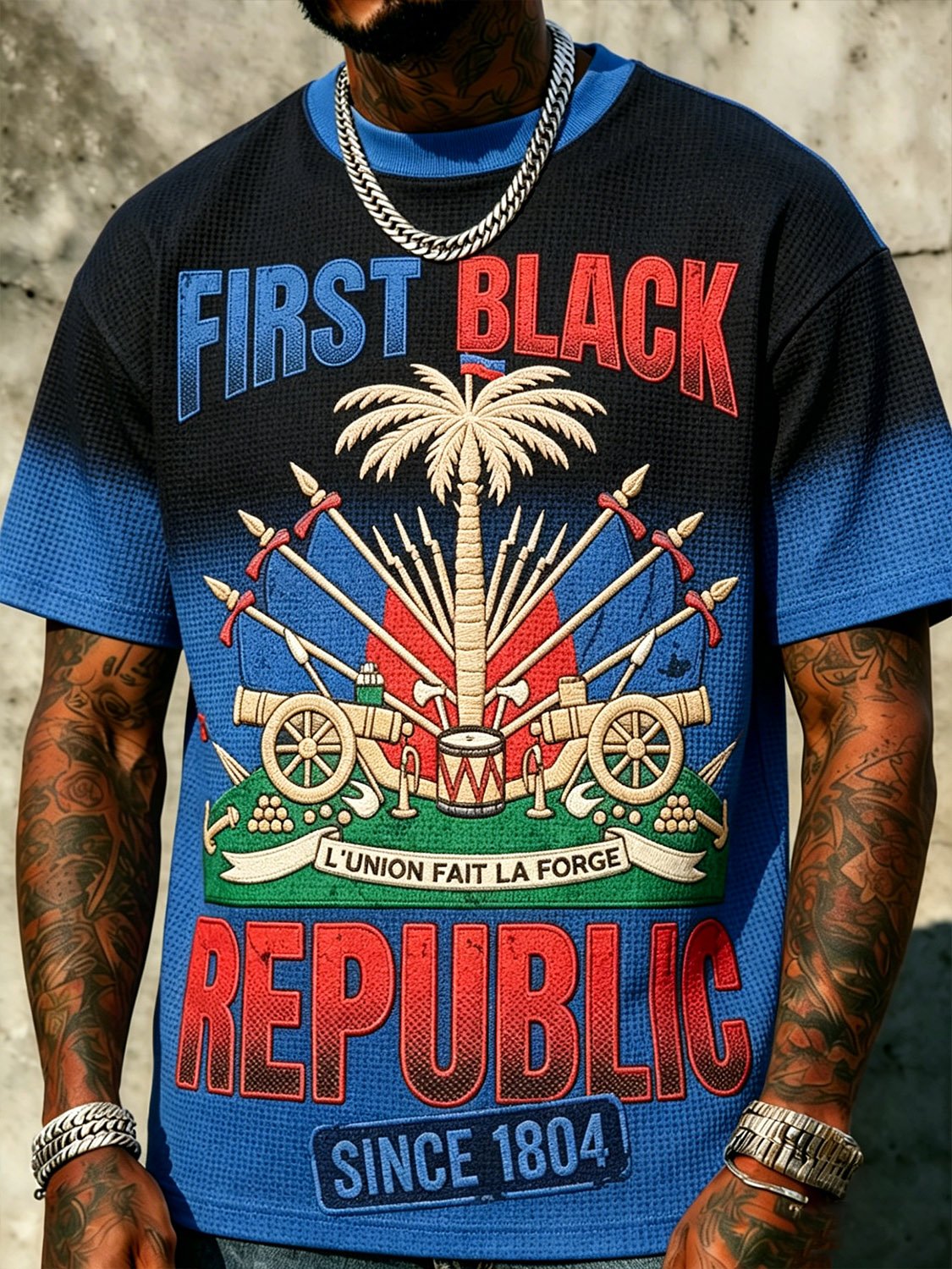 African-American Men's Haiti Team Fan Printed Top