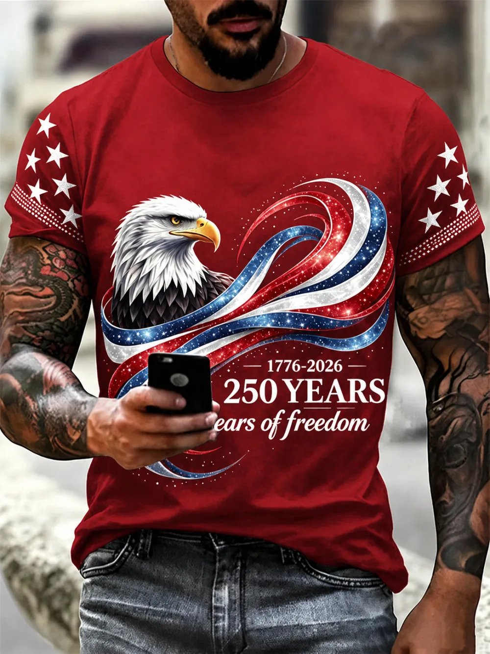 Men's American Anniversary Short-Sleeve Crew Neck T-Shirt