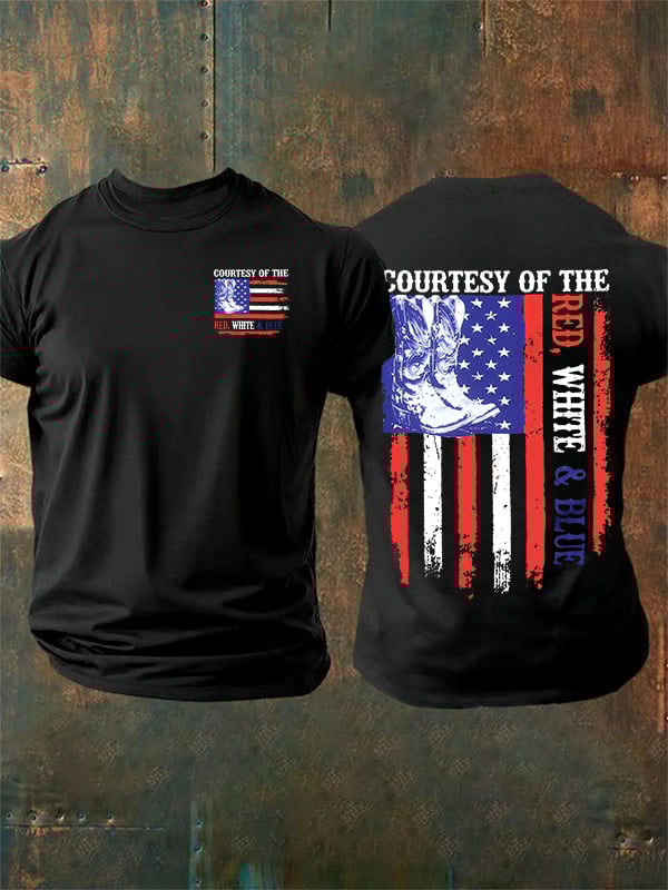 Men's  Courtesy Of Red White And Blue 250th Anniversary Flags T-Shirt