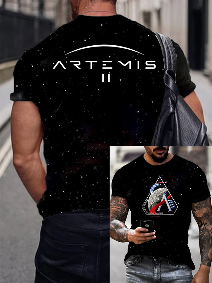 Men's Artemis II Round Neck Casual Printed T-Shirt