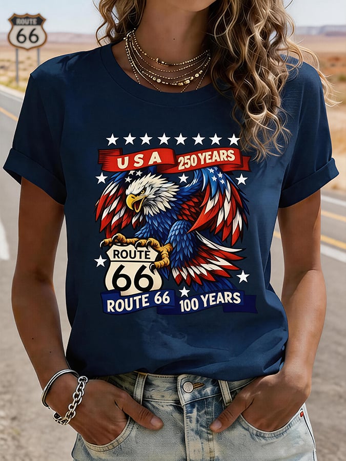Women's Route 66 Centennial Print Casual T-shirt