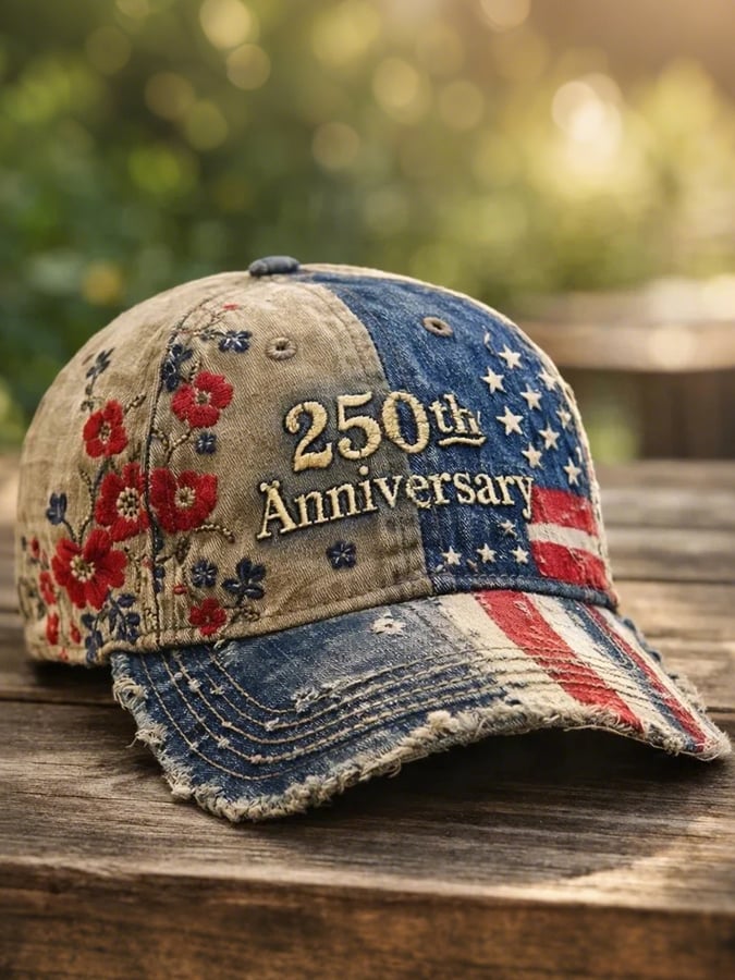Unisex casual hat with a 250th anniversary of the United States commemorative print.