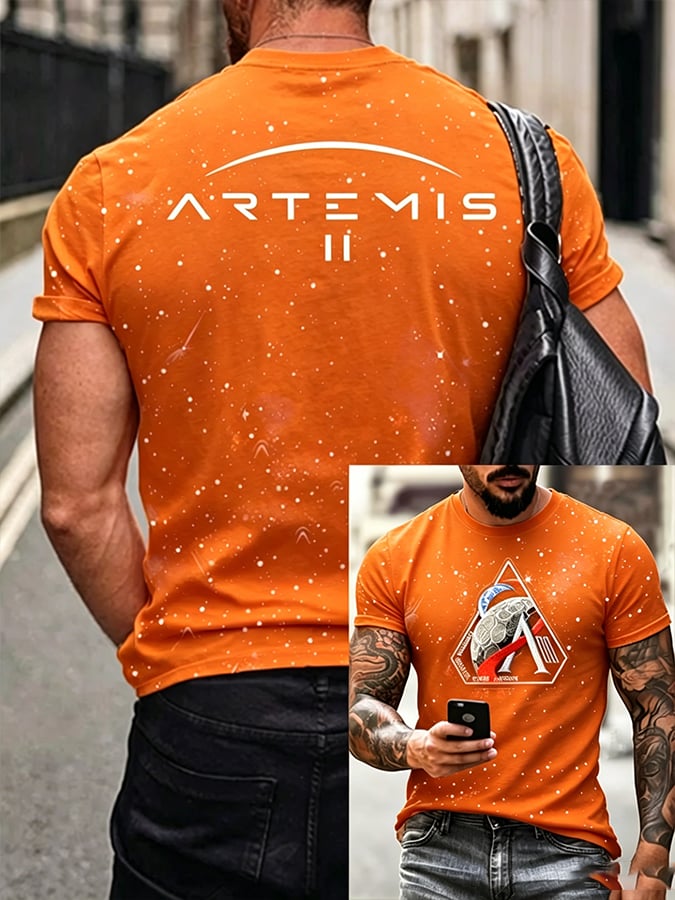 Men's Artemis II Round Neck Casual Printed T-Shirt
