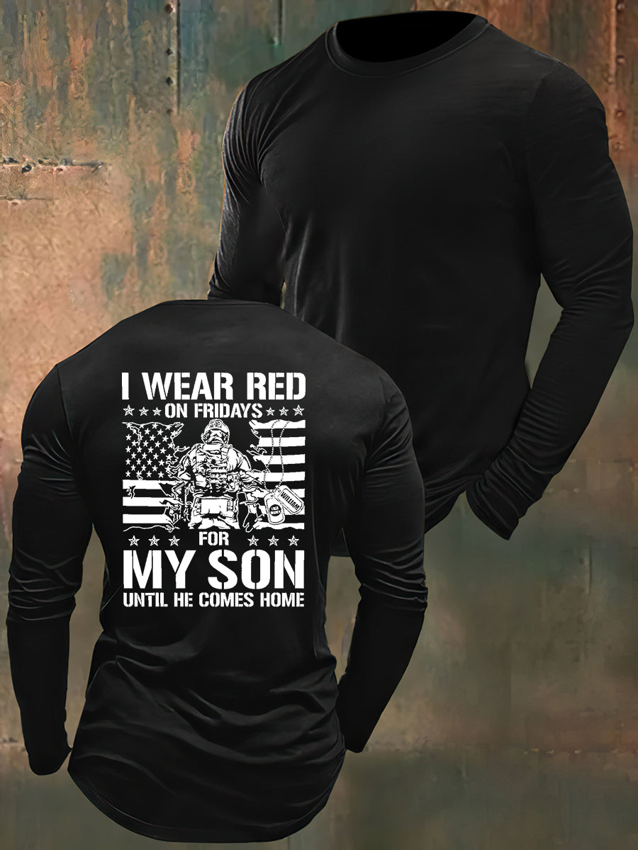 I Wear Red In Friday Print Long Sleeve 100% Cotton T-Shirt