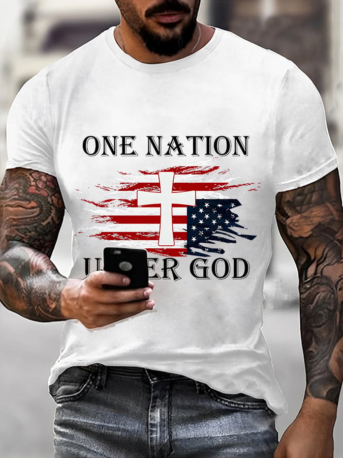 Men's casual faith graphic print short-sleeved T-shirt