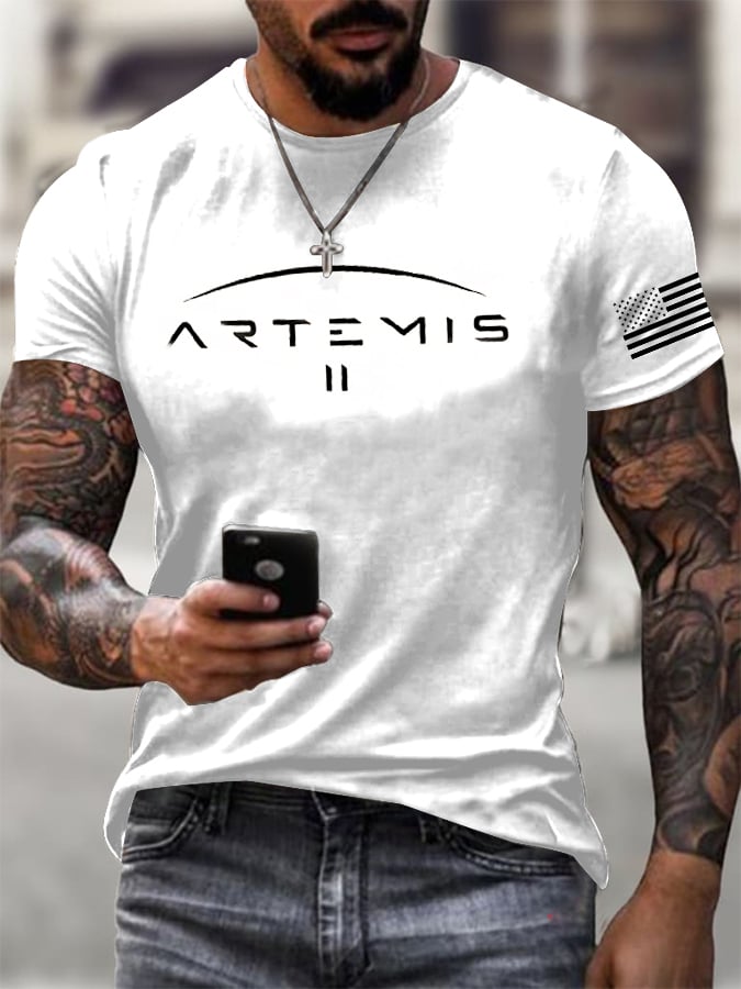 Men's Round Neck Casual Printed T-Shirt