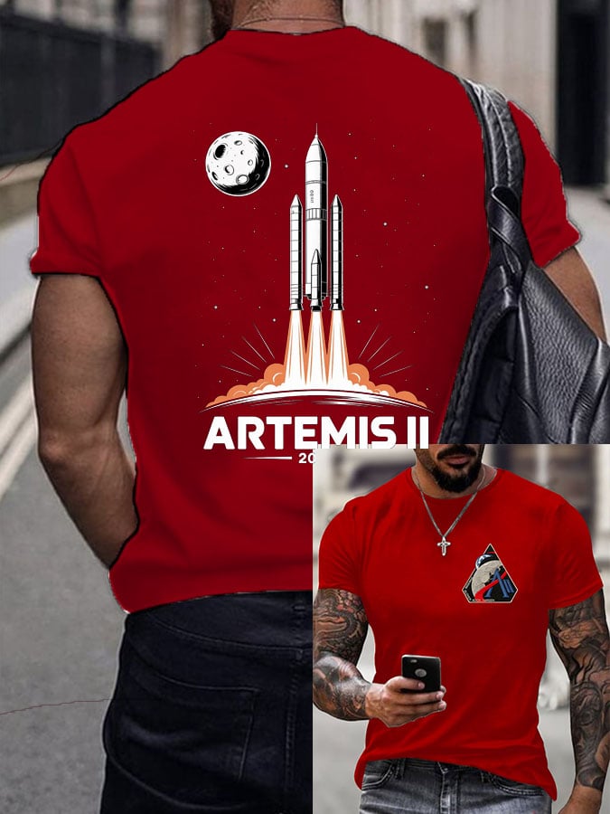 Men's Artemis II Round Neck Casual Printed T-Shirt