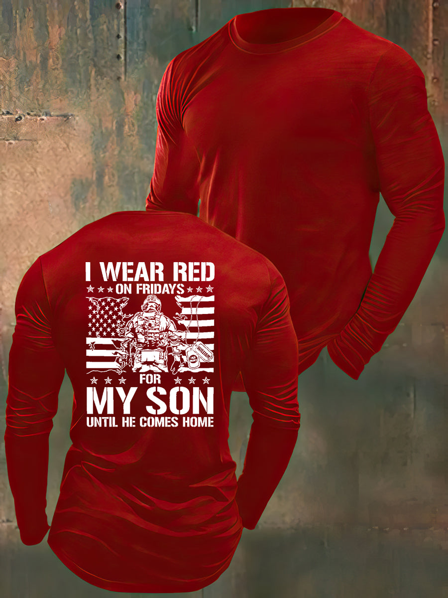 I Wear Red In Friday Print Long Sleeve 100% Cotton T-Shirt