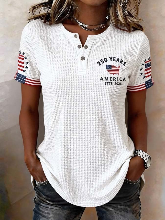 Women'S Casual Independence Day Printed Top