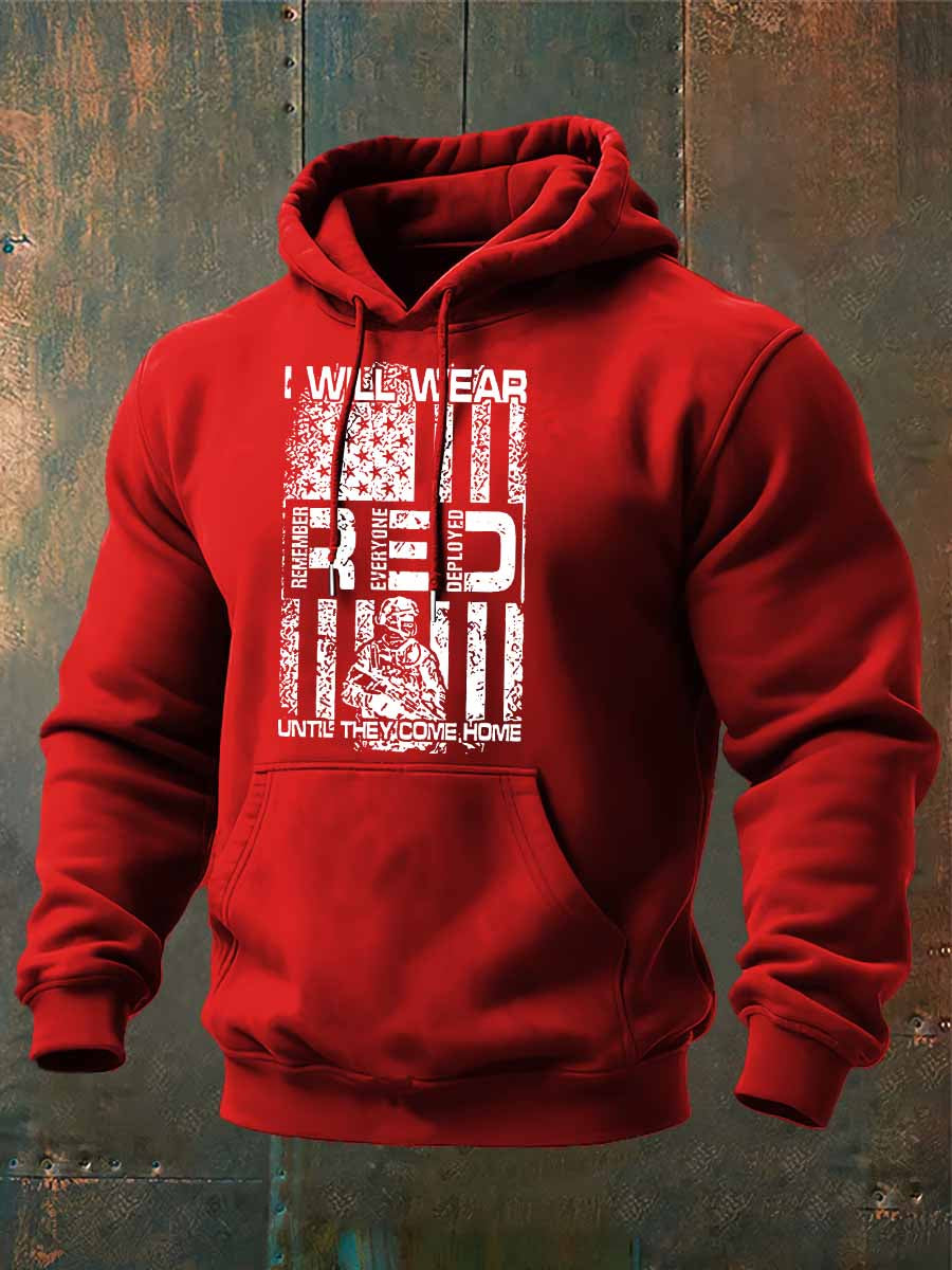 I Will Wear Red Until They Come Home Print Classic Cotton Hoodie