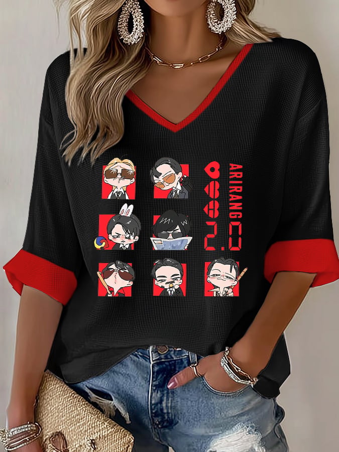 Women's Music Art Print V-Neck Top – Us Revel
