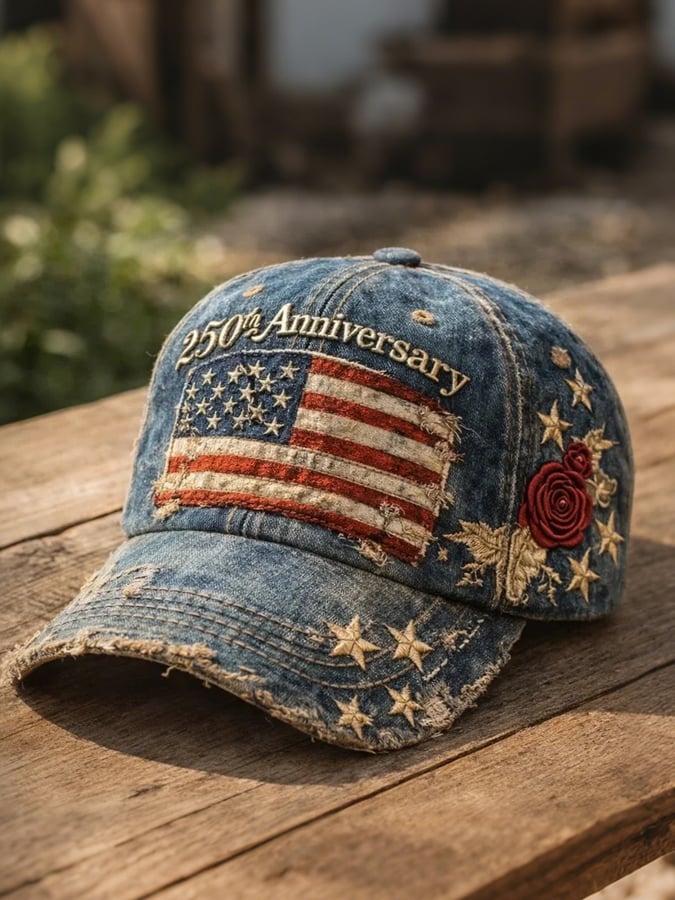 Unisex casual hat with a 250th anniversary of the United States commemorative print.