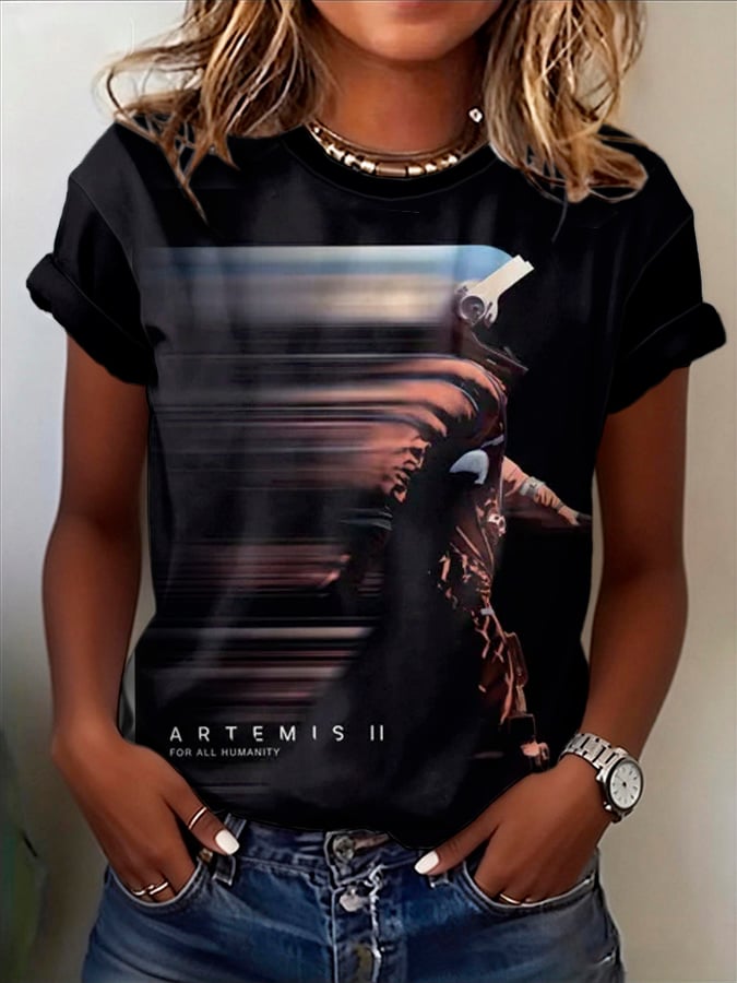 Women's rocket  Print Casual T-Shirt
