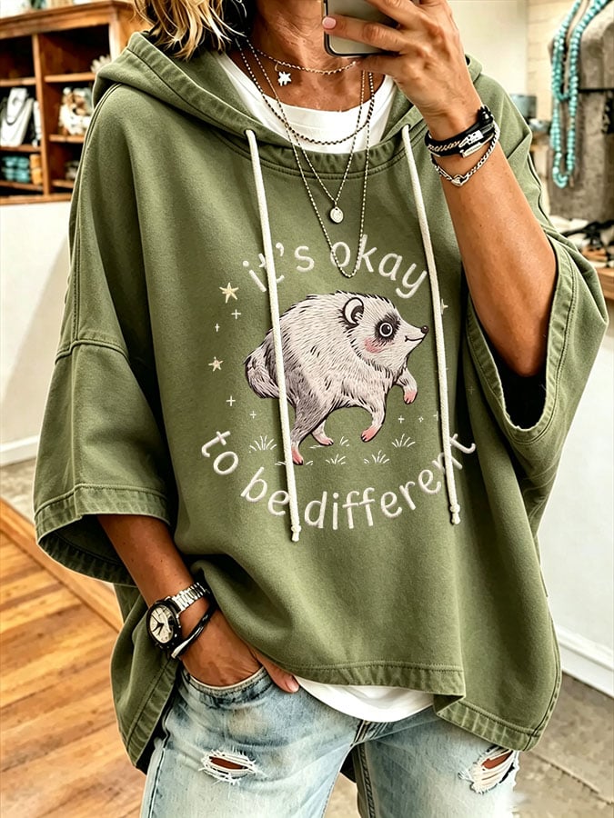 Women's It's Okay To Be Different Print Hooded Sweatshirt