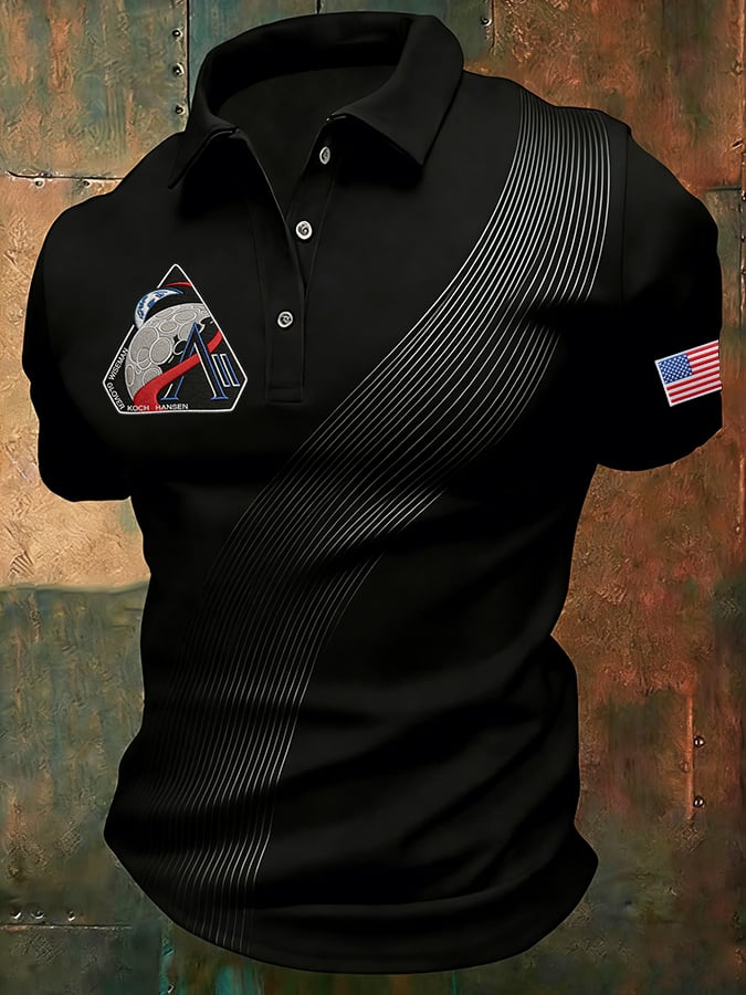 Men's Humanity Returns To The Moon Print Polo Shirt