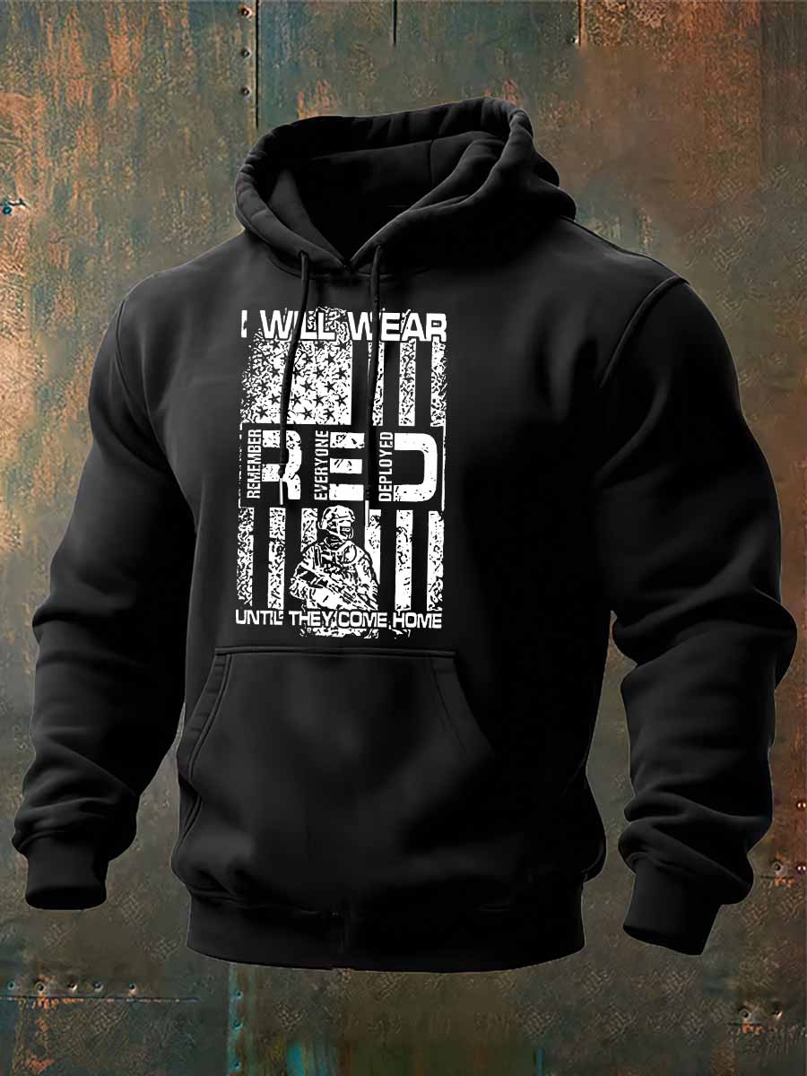 I Will Wear Red Until They Come Home Print Classic Cotton Hoodie