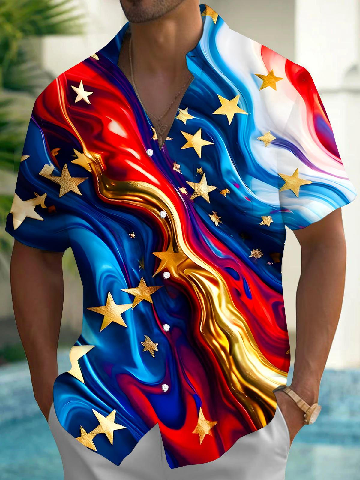 Independence Star Men's Pocket Short Sleeve Shirts
