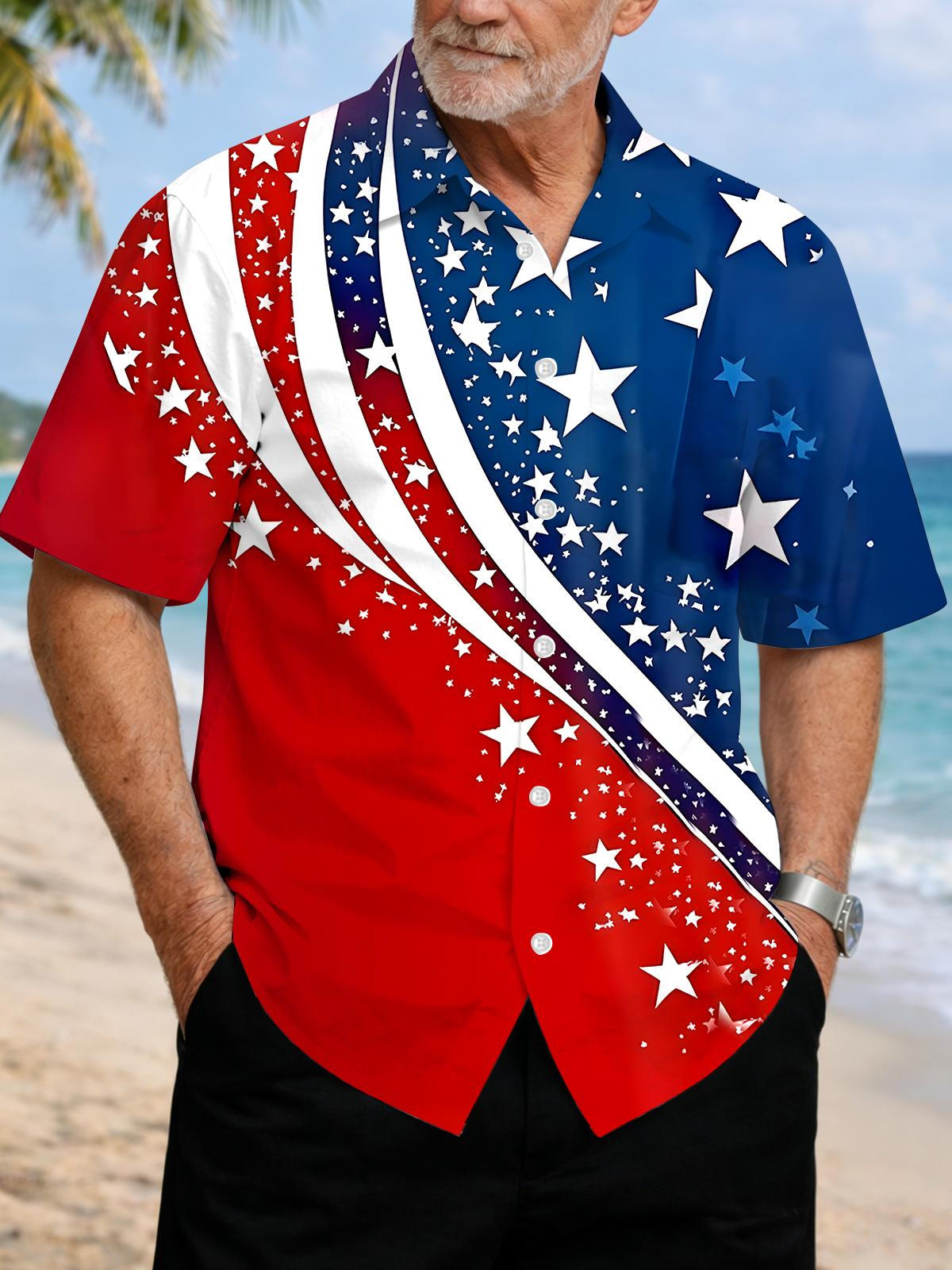 Independence Day Men's Pocket Short Sleeve Shirts