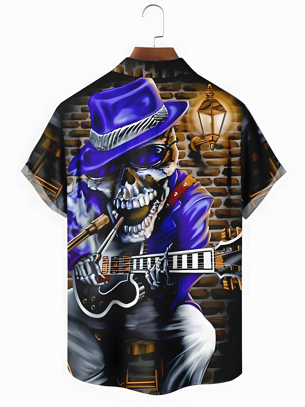 Skull Guitar Men's Pocket Short Sleeve Shirts