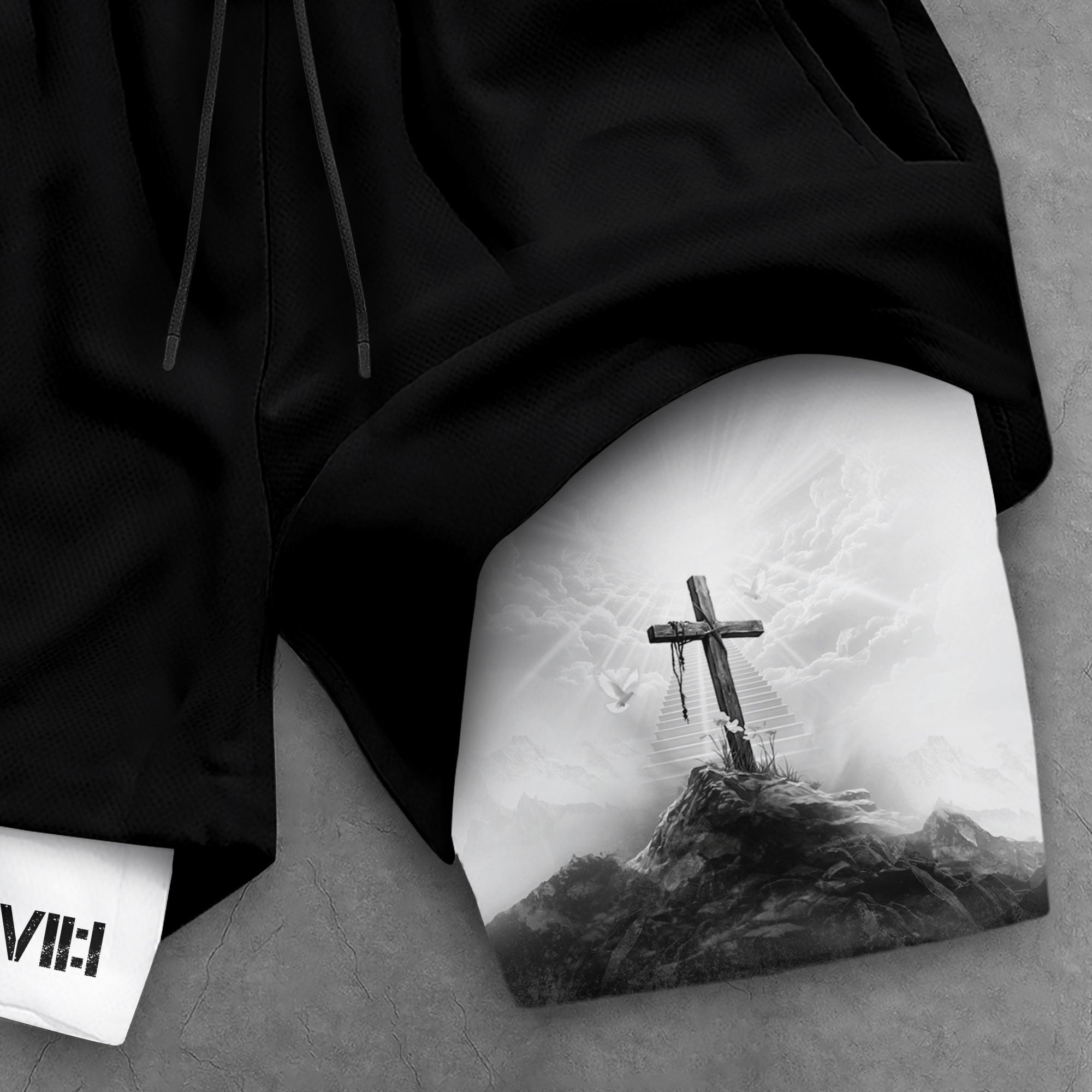Faith Over Fear Christian Gym Shorts for Men Psalms 27:1