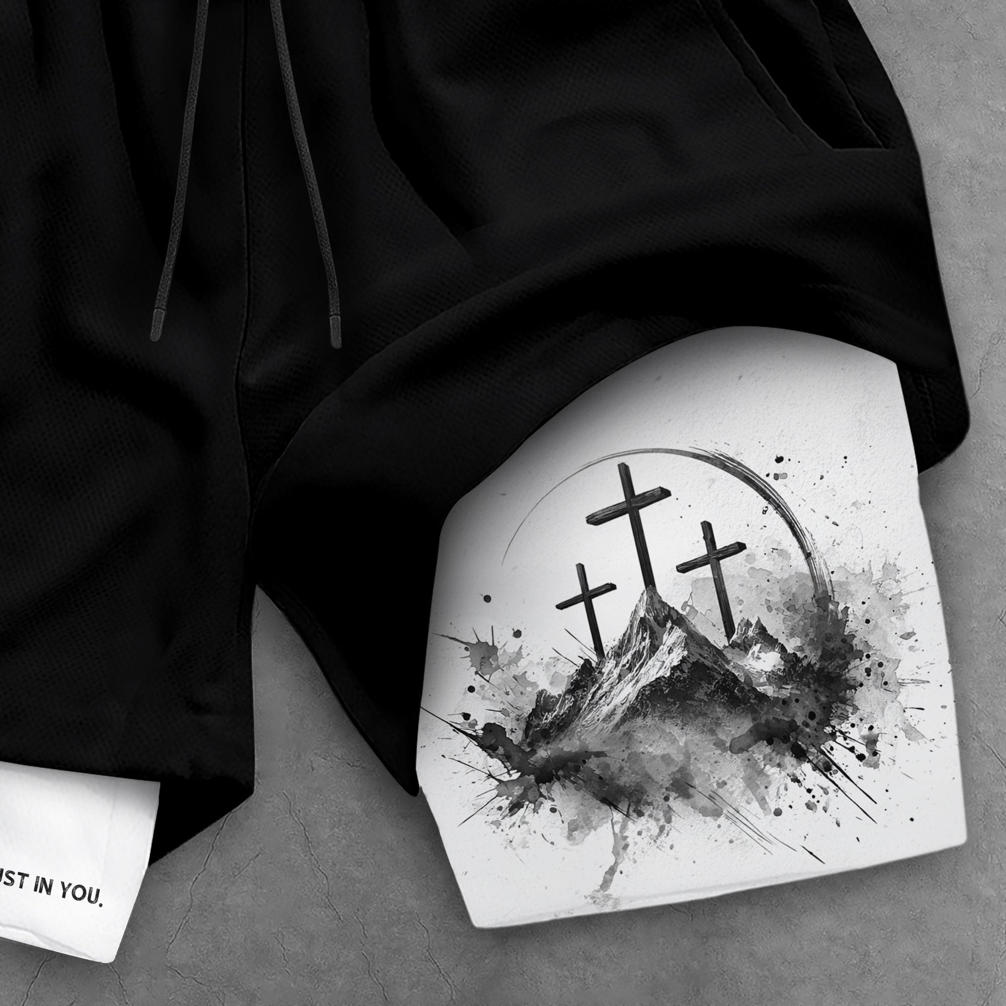 Psalm 56:3 Three Crosses Christian Gym Shorts Faith Over Fear