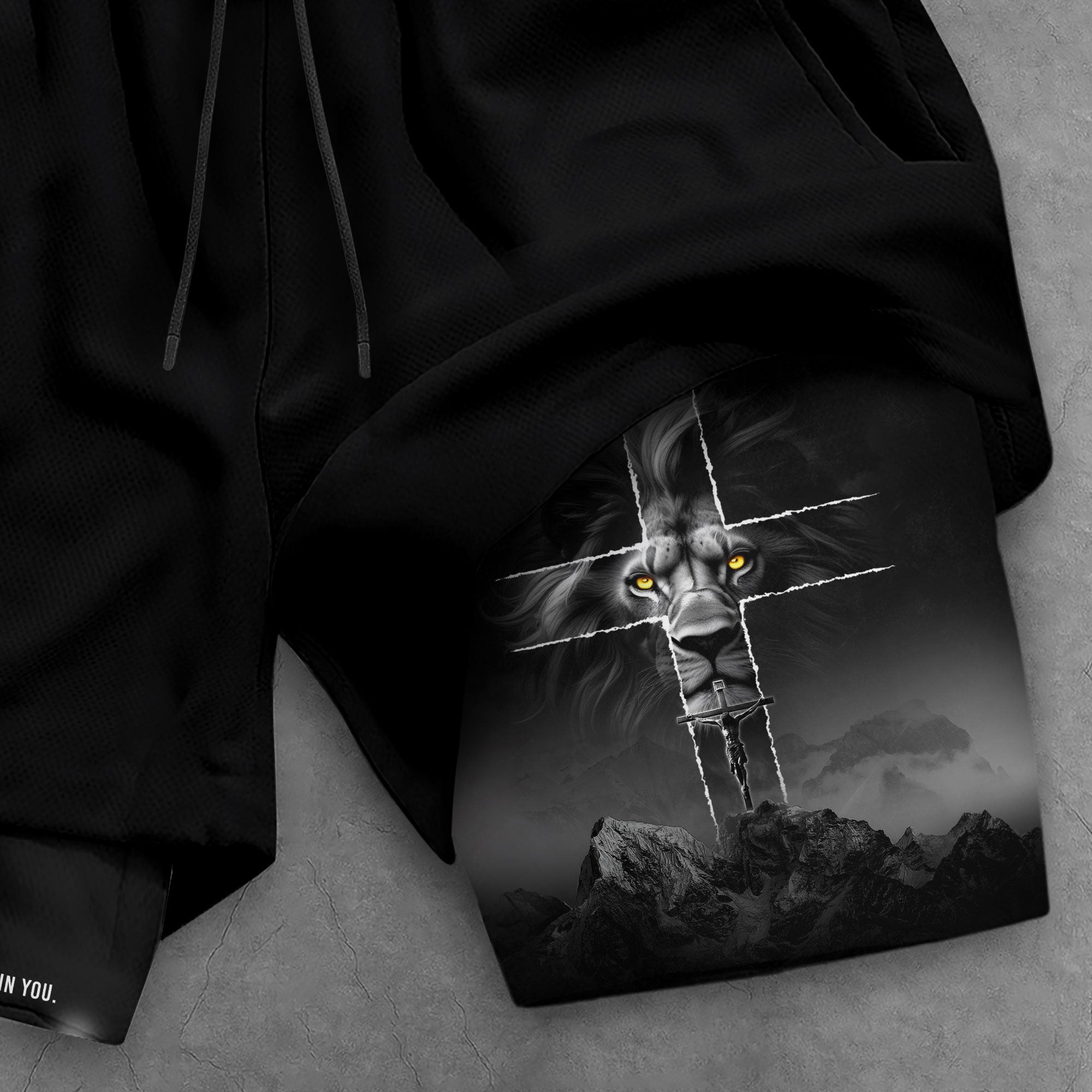 Psalm 56:3 Lion Cross Christian Gym Shorts Faith Over Fear