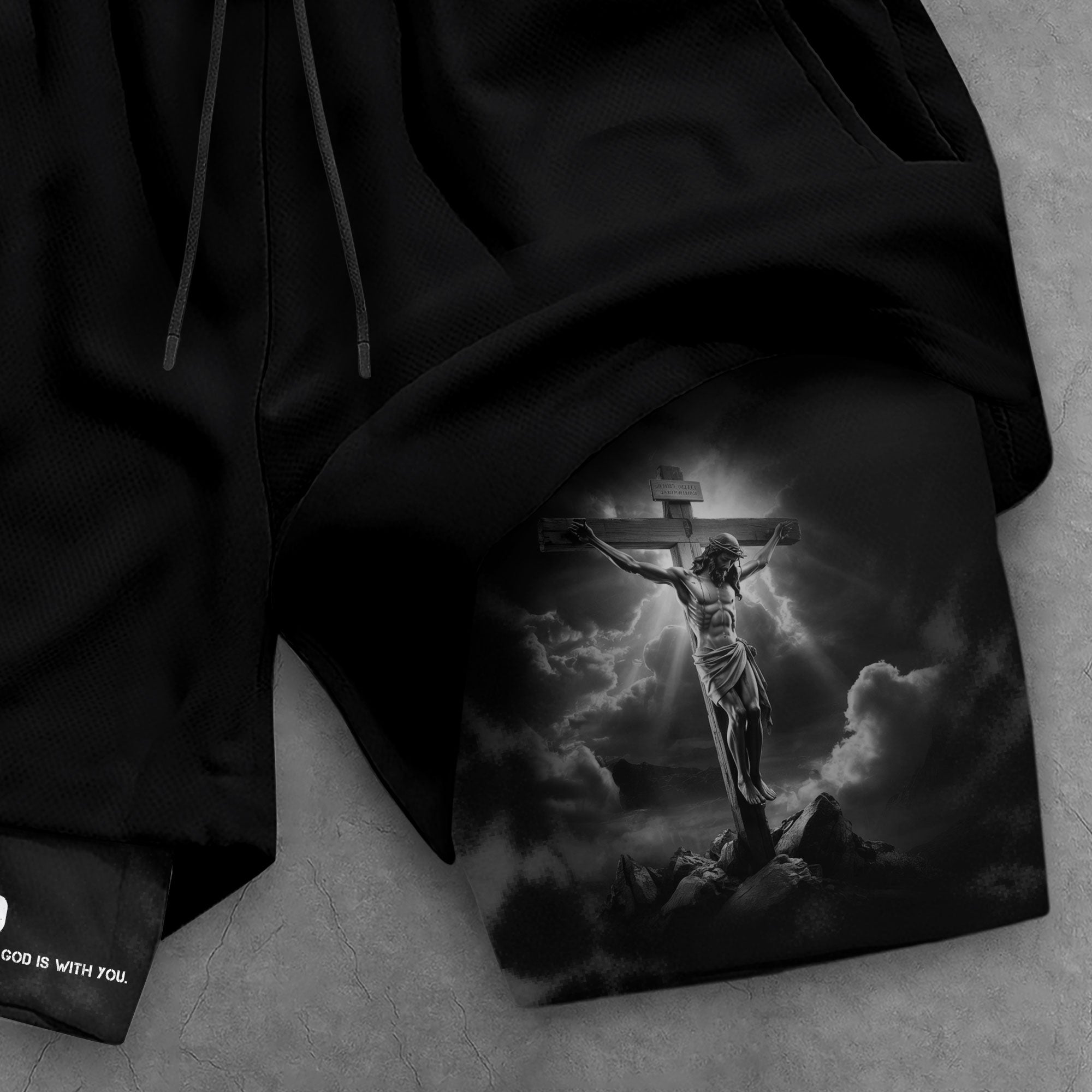 Joshua 1:9 Christian Gym Workout Shorts Men Jesus Cross Bible Verse Religious